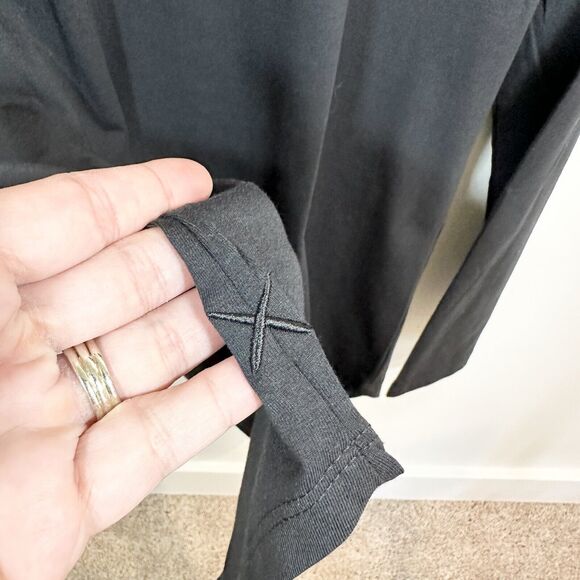 Men’s Cuts Elongated Large Long Sleeve Black Henley T Shirt Top Pyca Pro - Picture 5 of 9